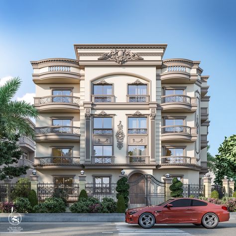 New Classic Architecture Villa, Classic Building Facade, Neoclassical Apartment Facade, Classic Residential Building, Classical Commercial Building Elevation, Neo Classical Building Elevation, Classical Facade, Building Design Plan, Home Designs Exterior