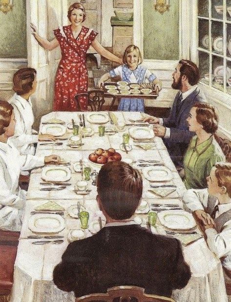 Godly Character, Girl Heaven, Vintage Housewife, Americana Art, Retro Housewife, Vintage Family, Ladybird Books, Family Illustration, Images Vintage