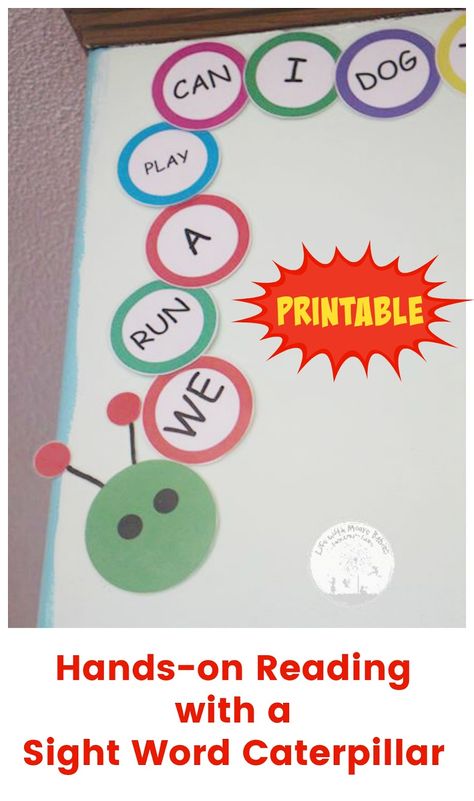 Give kids a fun and active way to learn and review sight words with a free, printable word caterpillar! Makes a great hands-on learning tool for young readers. Sight Word Caterpillar, Learning Sight Words, Cvc Word Families, Sight Word Reading, Baby Learning Activities, Site Words, Free Quiz, Reading Intervention, Homeschool Ideas