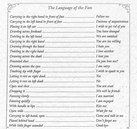 The Secret Language of Fans | Objects of Vertu | Sotheby’s Language Of Fans, Fan Language, American Duchess, I Love You Drawings, Alphabet Code, Etiquette And Manners, Secret Language, Secret Code, Secret Messages