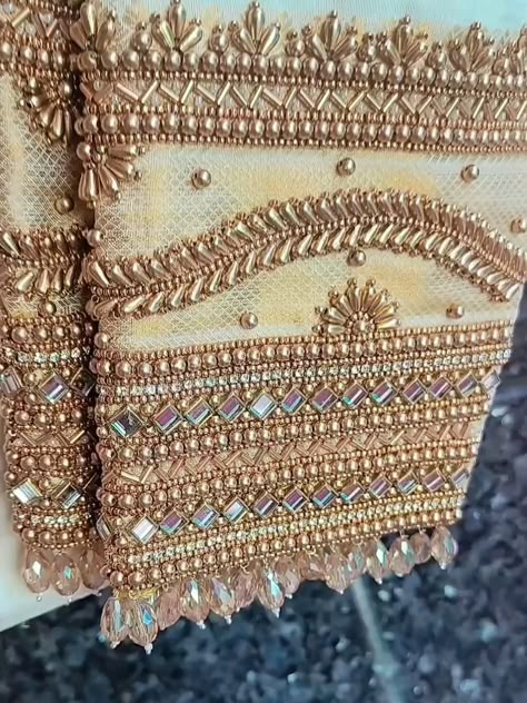 New Model Aari Work Blouse Design Latest, Grand Aari Work Blouse Design, Aari Work Blouse Wedding, Gold Blouse Designs, Magam Work Designs, Blouse Designs Pattern, Sabyasachi Bride, Model Blouse Designs, Latest Bridal Blouse Designs