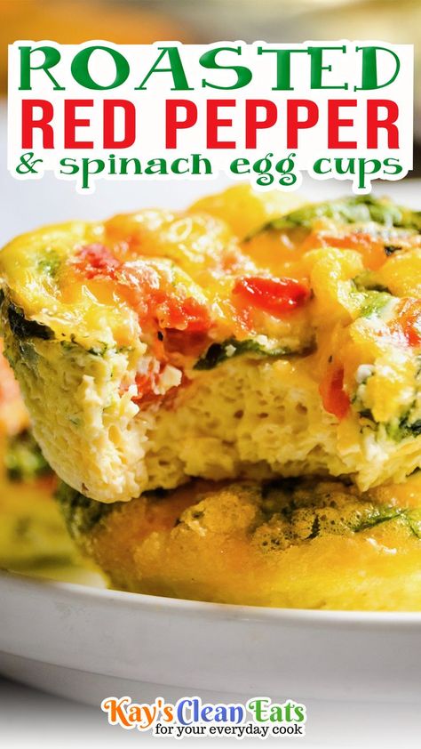 Egg Cups Breakfast Healthy, Spinach Egg Cups, Egg Cups Recipe, Egg Cups Breakfast, Egg Bites Recipe, Eggs In Peppers, Spinach Egg, Clean Eating For Beginners, Grab And Go Breakfast