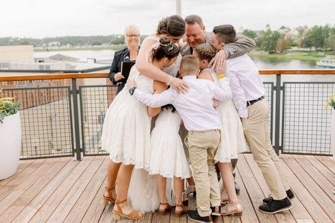 Blended Family Wedding | Danielle and Glenn at Paddlefish Disney Springs | Orlando Wedding Planners Just Marry! | Chantell Rae Photography | #Disney #DisneySprings #wedding #blendedandblessed #blendedfamily #love #allthefeels Blended Family Wedding Photos, Blended Family Photoshoot, Blended Family Photos, Family Wedding Pictures, Hard Launch, Disney Springs Orlando, Blended Family Wedding, Wedding Shot List, Photography Examples