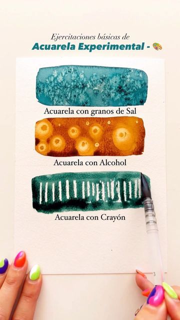 Experimental Watercolor, Salt Watercolor, Watercolor Tips, Watercolor Subjects, Diy Watercolor, Watercolor Art Lessons, Watercolor Inspiration, Watercolor Techniques, In Spanish