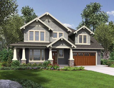 This week we’re highlighting the Hood River, a set of Craftsman home plans with a small footprint and a wealth of amenities! Craftsman Home Plans, Small Craftsman, Craftsman Homes, Shingle Style Homes, Craftsman Exterior, Craftsman Style House, Craftsman Home, Modern Craftsman, Craftsman Style Home