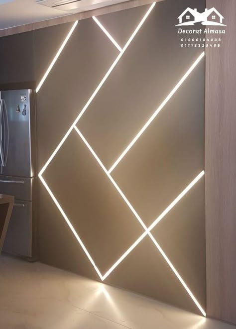 Profile Light Wall Design, Profile Light Design, Led Hallway Lighting, Light Design Ideas, Profile Lights, Education Design Interior, Profile Light, Bedroom Pop Design, Led Profile