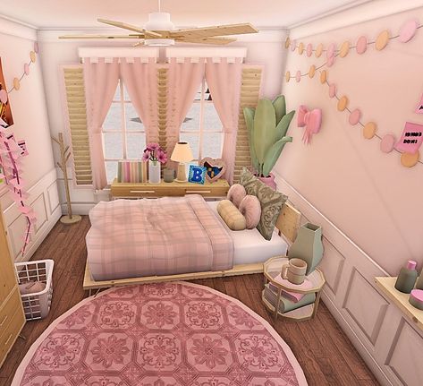 Bloxburg Rooms Ideas Aesthetic, Bloxburg Room Inspo Aesthetic, Bloxburg Summer Room Ideas, Kids Bloxburg Room, Spring House Bloxburg, Bloxburg Pink Bedroom, Cute Bedroom Ideas Bloxburg, Room Inspo Bloxburg, Bloxburg Room Inspo