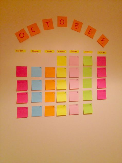 Easy sticky note calendar! Sticky Note Calendar, Sticky Note Wall, Cheer Someone Up, Vision Book, Better Self, Dance Ideas, Sticky Note, Bullet Journal Doodles, Journal Doodles