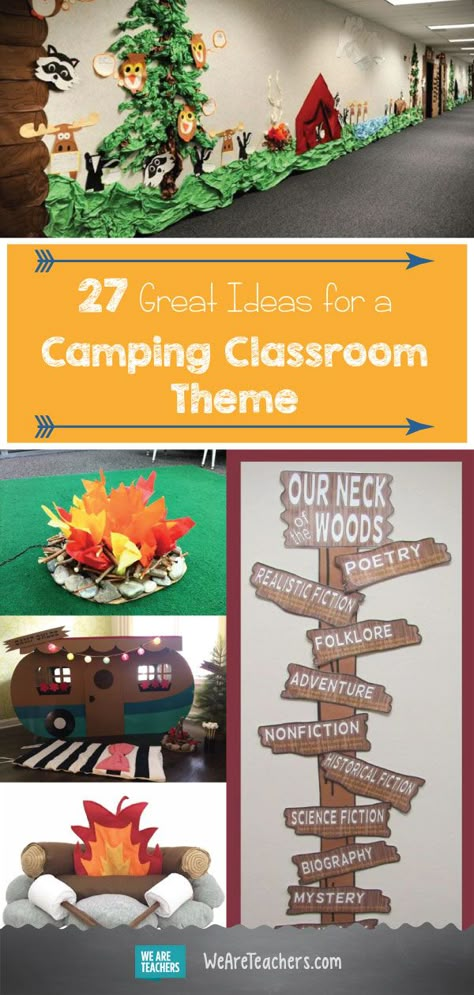 Camping Vbs, Camp Classroom, Camping Classroom Theme, Preschool Camping, Woodland Classroom, Classroom Camping, Camping Theme Preschool, Forest Classroom, Camp Vbs