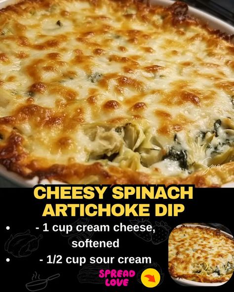 Cheesy Spinach Artichoke Dip Creamy Spinach Artichoke Dip, Easy Spinach Artichoke Dip, Spinach And Artichoke Dip, Artichoke Spinach Dip, Cheesy Spinach Artichoke Dip, Baked Spinach Artichoke Dip, Spinach Artichoke Dip Easy, Hot Artichoke Dip, Mexican Casserole Recipe