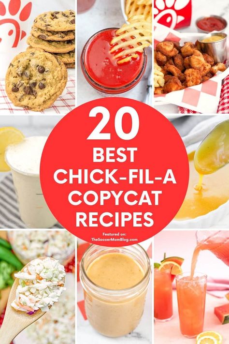 Love Chick-fil-A but don’t want to wait in line? With these Chick-fil-A copycat recipes, you can make your favorite fast food meals at home! 20 of your favorite Chick-Fil-A recipes. Try one today! Chick Fil A Copycat, Chick Fil A Recipe Copycat, Fast Food Meals, Chick Fil A Recipe, Peppermint Milkshake, Watermelon Mint Lemonade, Food Text, Creamy Chicken Tortilla Soup, Copycat Chick Fil A