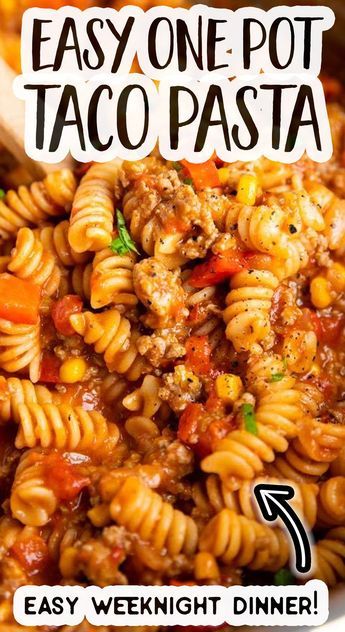 One Pot Taco Pasta, Mexican Pasta Recipes, Rotini Pasta Recipes, Taco Pasta Recipe, Cheesy Taco Pasta, Taco Pasta Recipes, Rotel Recipes, Beef Pasta Recipes, Easy Pasta Dinner