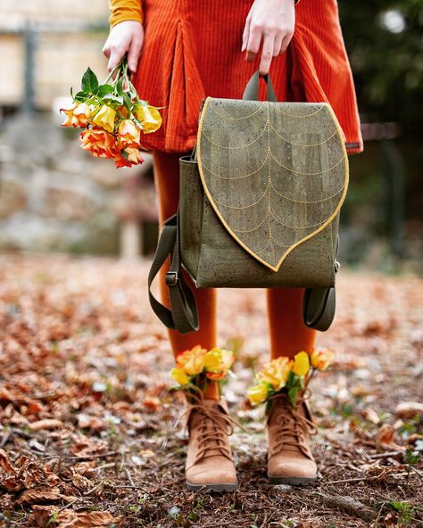 Vegan Cork Leather Backpack by Leafing Bags Shooting Bags, Animal Backpacks, Embroidery Template, Crafts Cards, Vegan Leather Bag, Waterproof Backpack, Autumn Outfits, Cute Backpacks, Budapest Hungary