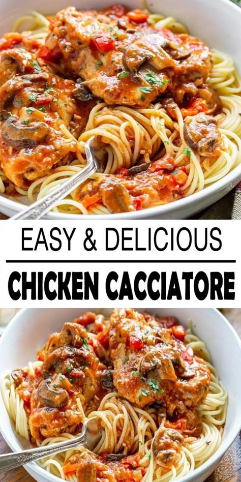 Chicken Cacciatore - Countsofthenetherworld.com Lasagna Dinner, Cacciatore Recipes, Chicken Cacciatore Recipe, Marry Me Chicken, Dinner Vegan, Chicken Cacciatore, Happy Cooking, Italian Chicken, Chicken Meals