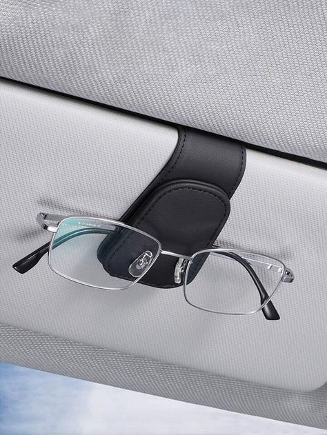 Upgrade Your Car with This Multi-Functional Sunglasses Clip - Keep Your Glasses & Cards Secure! | SHEIN USA College Dorms, Visor Sunglasses, College Essentials, Trash Can For Car, Glasses Holder, Car Trash, Clip Cards, Clip On Sunglasses, Details Pictures