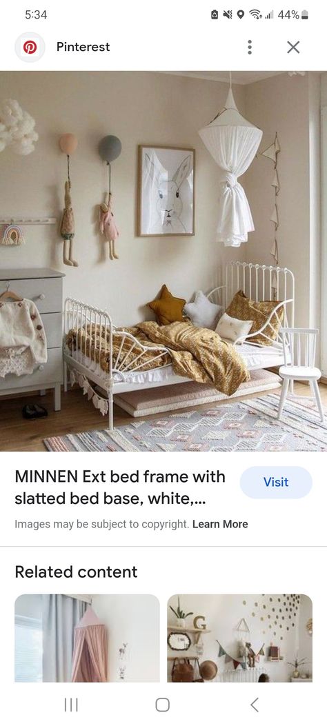 Sister Room Ideas Shared Bedrooms, Minnen Bed, Ikea Minnen Bed, White Iron Beds, Trofast Ikea, Ikea Kids Room, Shared Girls Room, Sister Room, Shared Kids Room