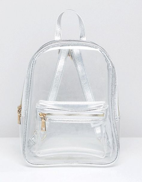 Clear Transparent Bags & Shoes: Let’s Be Clear | Foreign Fresh & Fierce blog #fashion #womensfashion #womenswear #ootd Plastic Backpack, Pastel Backpack, Clear Backpacks, Transparent Bags, Cute Mini Backpacks, Clear Backpack, Kawaii Bag, Girly Bags, Transparent Bag