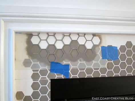 stenciled faux tile fireplace makeover, fireplaces mantels, home decor, living room ideas, How to Stencil a Fireplace Fireplace Stencils, Diy Fireplace Makeover, Faux Tiles, Marble Fireplace Surround, Tile Fireplace, Fireplace Tile Surround, Brick Fireplace Makeover, Interior Design Rustic, Faux Fireplace