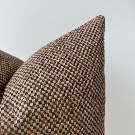 Rust Throw Pillow Cover , Copper Decorative Euro Sham , Plaid Texture Throw Pillowcase , Woven Natural Linen Cotton Decorative Pillow - Etsy Fall Inspired Home Decor, Leather Couch Pillow Ideas, Throw Pillow Combinations Couch, Taupe Throw Pillows, Rust Pillows, Cool Pillows, Decorative Bed Pillows, Houndstooth Pillows, Copper Pillow