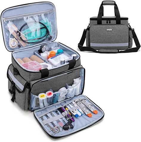 Amazon.com: CURMIO Emergency Medical Supplies Bag Empty, Home Health Aid Bag with Shoulder Strap and 2 Detachable Dividers for Nurse, Physical Therapists, Doctors, Home Health Staffs, Gray (Bag ONLY) : Health & Household Emergency Medical Kit, Emergency Go Bag, Nurse Supplies, Er Tech, First Aid Bag, Disney Baby Clothes, Nursing Supplies, Medical Bag, Medical School Motivation