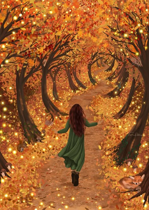 Illustration Kunst, Winter Illustration, Autumn Illustration, Autumn Magic, Fall Art, Art Et Illustration, Naive Art, Autumn Vibes, Autumn Art