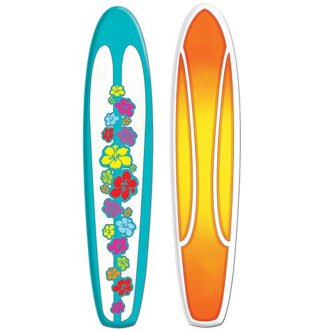 CUTOUT - SURFBOARD 5' from American Carnival Mart Hawaiian Party Theme, Luau Party Supplies, Surfboard Decor, Luau Theme Party, Surfboard Wall, Luau Theme, Beach Themed Party, Cardboard Cutout, Hang Ten