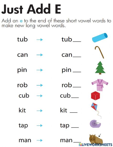 Silent E Worksheets, Long Vowel Worksheets, Magic E Words, Long Vowel Words, Phonics Worksheets Free, Silent E, Short Vowel Words, Phonics Rules, Cvce Words