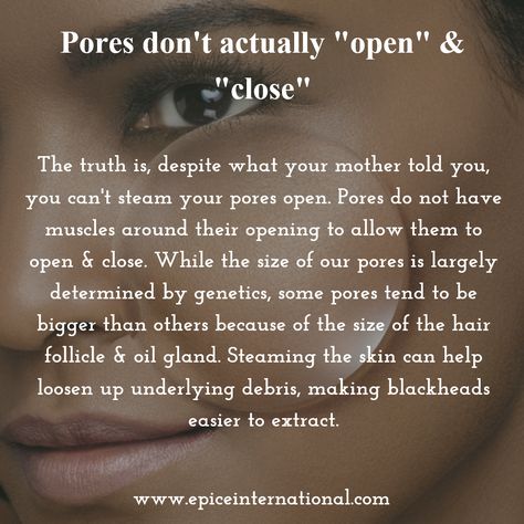 Did you know pores don't open & close? #SkinFacts #Pores #Beauty #Skincare Close Open Pores The Face, Best Face Serum For Open Pores, Face Mask For Open Pores, Open Skin Pores, How To Close Open Pores On Face, Open Pores On Face, Pores On Face, Open Pores, Face Pores