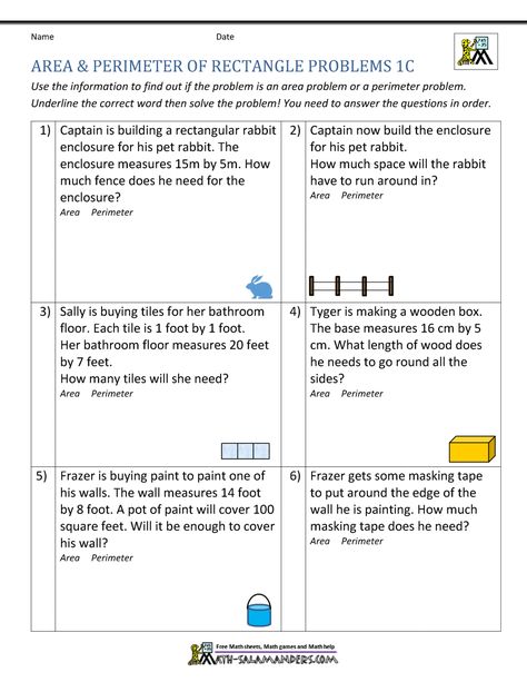 Use the information to work out the missing area and perimeter of the rectangular shapes. Algebra Equations Worksheets, Word Problems 3rd Grade, Area And Perimeter Worksheets, Area Worksheets, Problem Solving Worksheet, Perimeter Worksheets, Multi Step Word Problems, Worksheet Kindergarten, Maths Area