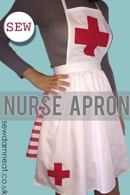 Diy Nurse Costume, Apron Costumes, Nurse Apron, Diy Nurse, Purim Costume, Haunted Hospital, Kitchen Sewing, Purim Costumes, Nurse Halloween Costume