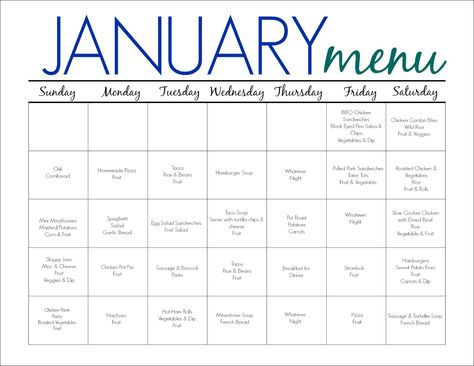 31 Days of Dinners: A Meal Plan for January (Free Printable) - The Chirping Moms Kids Dinner Ideas, Free Family Printables, Meal Planning Board, Meal Calendar, Kids Dinner, Meal Planning Menus, Favorite Dinner, Monthly Meal Planning, Family Meal Planning