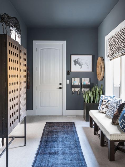 Take a Tour of HGTV's Dream Home 2019 - HGTV.com | HGTV Dream Home 2019 | HGTV Sw Slate Tile, Slate Blue Paint Colors, Hgtv Paint Colors, Slate Blue Paint, Slate Blue Walls, Diy Dream Home, Tile Bedroom, Blue Painted Walls, Office Paint Colors