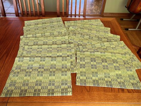 Handwoven Placemats on the Table! – Warped for Good Handwoven Placemats, Green Placemats, Big Family Meals, Will And Grace, Ironing Board, Big Project, Big Family, Spin Cycle, Pattern Blocks