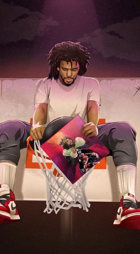 J Cole Art, Music Wallpapers, Dope Cartoons, Hip Hop Artwork, Hip Hop Poster, Rapper Art, Rap Wallpaper, Basketball Art, Hip Hop Art