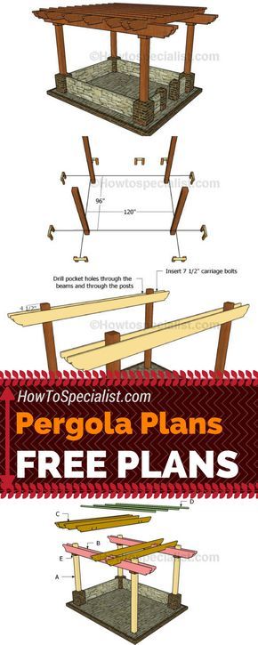 Learn how to build this exquisite pergola in your garden using my free pergola plans! Build a wood pergola so you can create shade even in the hottest summer days! #diy #pergola howtospecialist.com Free Pergola Plans, Ombra Pergola, Build A Pergola, Pergola Diy, Small Pergola, Cheap Pergola, Patio Pergola, Pergola Ideas, Building A Pergola