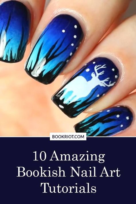 Harry Potter Nails Designs, Nail Art Blanc, Book Nail Art, Book Nails, Harry Potter Nail Art, Harry Potter Nails, Amazing Nail Art, Nail Art Tutorials, Manicure Inspiration