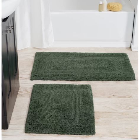 PLYH Cotton 2 Piece Bath Rug Set & Reviews | Wayfair Green Bathroom Rugs, Windsor Homes, Washable Bathroom Rugs, Bathroom Mat Sets, Bathroom Rugs And Mats, Cotton Bath Mats, Bathroom Rugs Bath Mats, Cotton Bath Rug, Bathroom Rug Sets