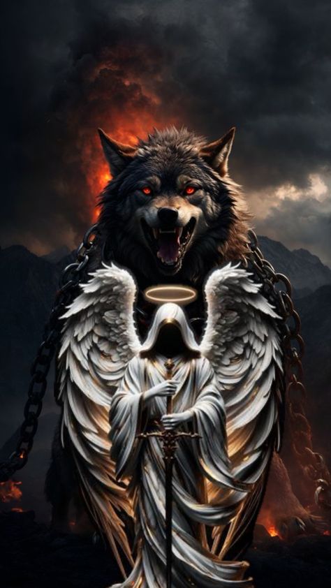 Angel Demon Tattoo Men, Tattoos For Women Traditional, Wolf Tattoo For Women, Wolf With Wings, Traditional Wolf Tattoo, Lone Wolf Tattoo, Wolf Tumbler, Wolf Tattoos For Women, Wolf Art Fantasy