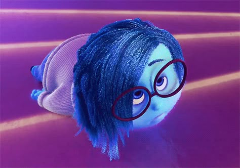 When your boss asks you to stay late on a Friday to finish an assignment: Inside Out, Gif, Purple, Hair, Blue