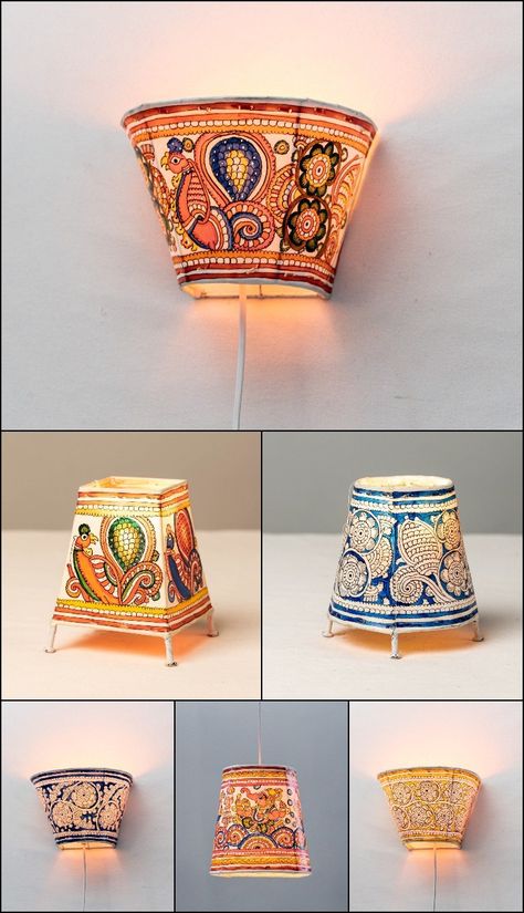 Handpainted Tholu Bommalata Leather Table & Wall Hanging Lamps Tholu Bommalata Art, Wall Hanging Lamps, Tholu Bommalata, Leather Table, Table Wall, Hanging Lamps, Tolu, Art Styles, Hanging Lamp