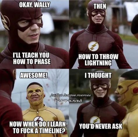 Flash And Arrow, Flash Funny, Arrow Verse, Superhero Shows, Flash Barry Allen, The Flash Grant Gustin, Superhero Memes, Dc Tv Shows, Flash Arrow