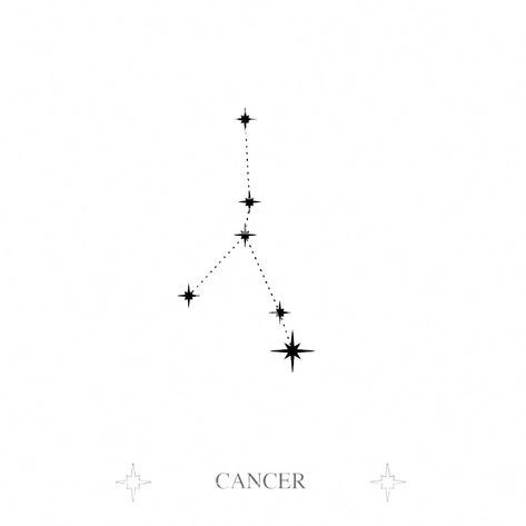 Cancerian Zodiac Tattoo, Minimalist Cancerian Tattoo, Small Constellation Tattoo, Cancerian Tattoo For Women, Cancerian Tattoo, Zodiac Constellation Tattoo, Constellation Embroidery, Star Constellation Tattoo, Celestial Spirit