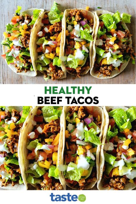 Lean Minced Beef Recipe, Low Cal Tacos, Beef And Lentil, Lentil Tacos Recipes, Low Cal Diet, Healthy Taco Recipes, Minced Beef Recipes, Beef Tacos Recipes, Lentil Tacos