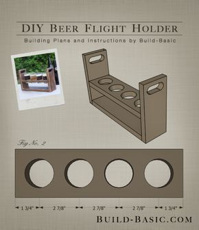 Beer Flight Holder, Beer Carrier, Beer Caddy, Beer Flight, Diy Beer, Beer Holders, Wood Plans, Wine Holder, Building Plans