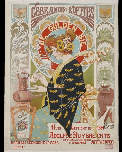 19th century Art Nouveau poster by Adolphe Crespin, V & A Museum Illustration Design Graphique, Design Art Nouveau, American Breakfast, French Art Nouveau, Art Nouveau Poster, French Poster, Life Poster, Art Nouveau Design, Advertising Poster