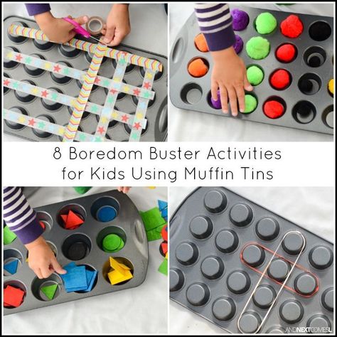 Muffin Tin Activities, Summer Boredom Busters, Easy Math Activities, Boredom Busters For Kids, Fine Motor Activities For Kids, Fun Educational Activities, Educational Activities For Kids, Boredom Busters, Indoor Activities For Kids