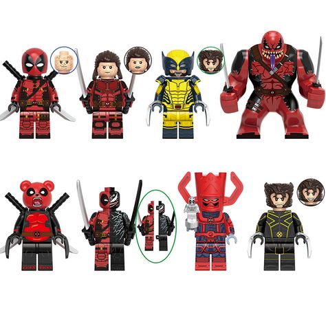 Marvel_Deadpool_Wolverine_Universe_Custom_Brick_Superheroes_Set Marvel Adventures Spiderman, Lego Deadpool, Avengers Toys, X-men, Deadpool And Wolverine, Cats Art Drawing, Lego Custom Minifigures, Comic Company, Wade Wilson