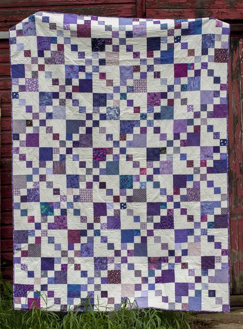 Every Last Piece - feature quilt of the week - The Color Purple 4 Patch Quilt, The Little Red Hen, Purple Quilt, Irish Chain Quilt, Fun Quilt, Layer Cake Quilts, White Quilts, Nine Patch Quilt, The Color Purple