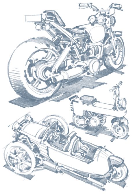 Car Drawing Reference, Perspective Study, Motorcycle Sketch, Motorbike Illustration, Motorcycle Drawing, Automotive Illustration, Arte Robot, Perspective Art, Car Design Sketch