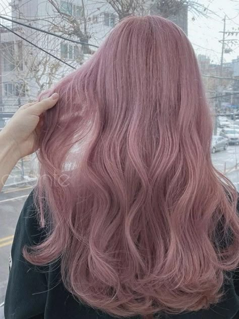 Light Ash Pink Hair, Milk Tea Hair Color Pink, Light Dusty Pink Hair, Milk Tea Pink Hair Color, Dusty Rose Pink Hair, Rose Milk Tea Hair, Milk Pink Hair, Cool Tone Pink Hair, Smoky Pink Hair